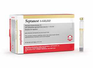 Септанест 1:100 (50шт) анестетик карпульный с адреналином (40+10) Septodont